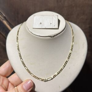Elegant 14K Gold Plated Figaro Chain Necklace 20”